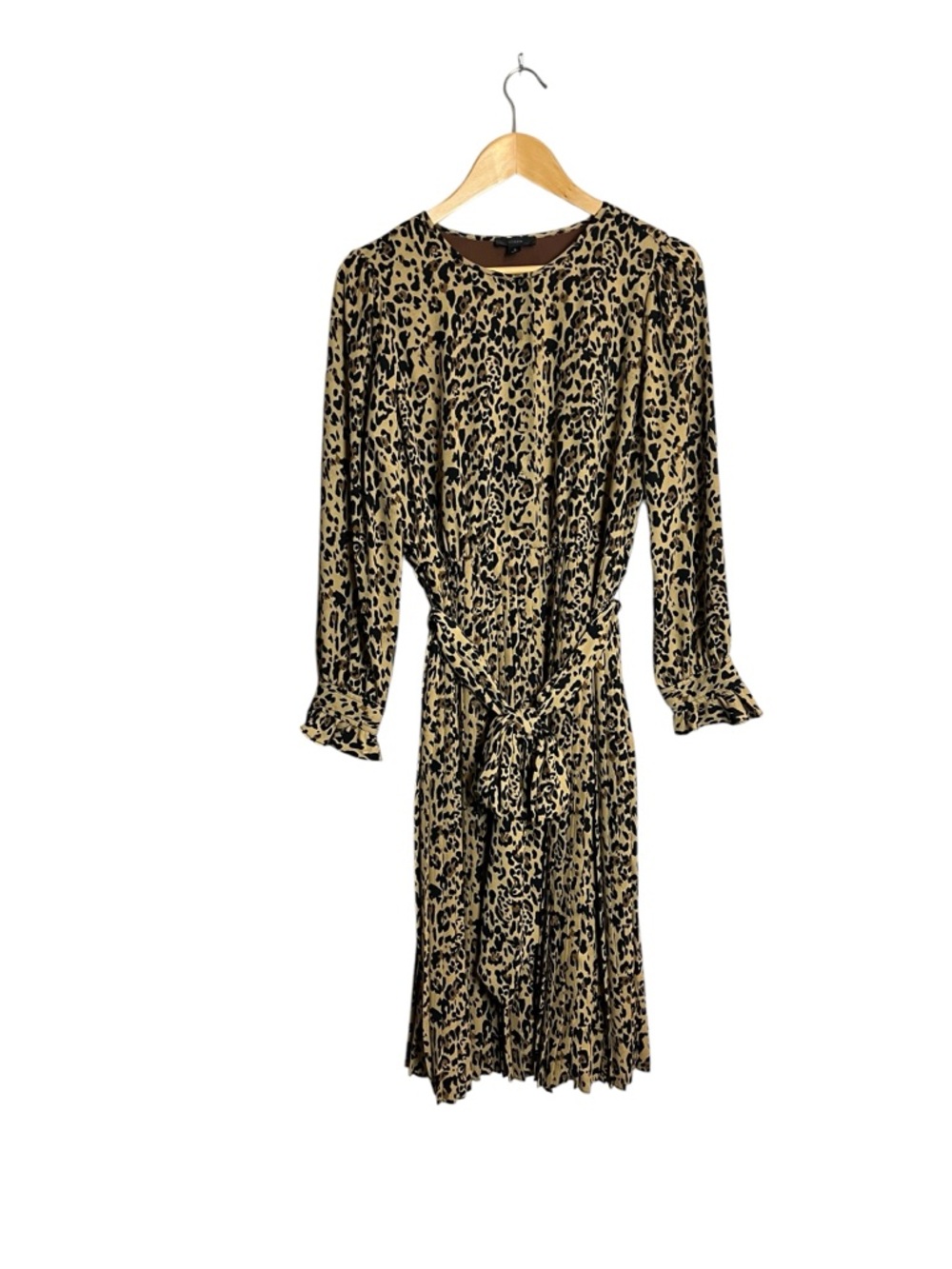 J Crew Long-sleeve pleated dress in leopard style AK136 Size 8 - Picture 3 of 9